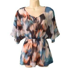 H&M Sheer multicolor Blouse Woman Size 6